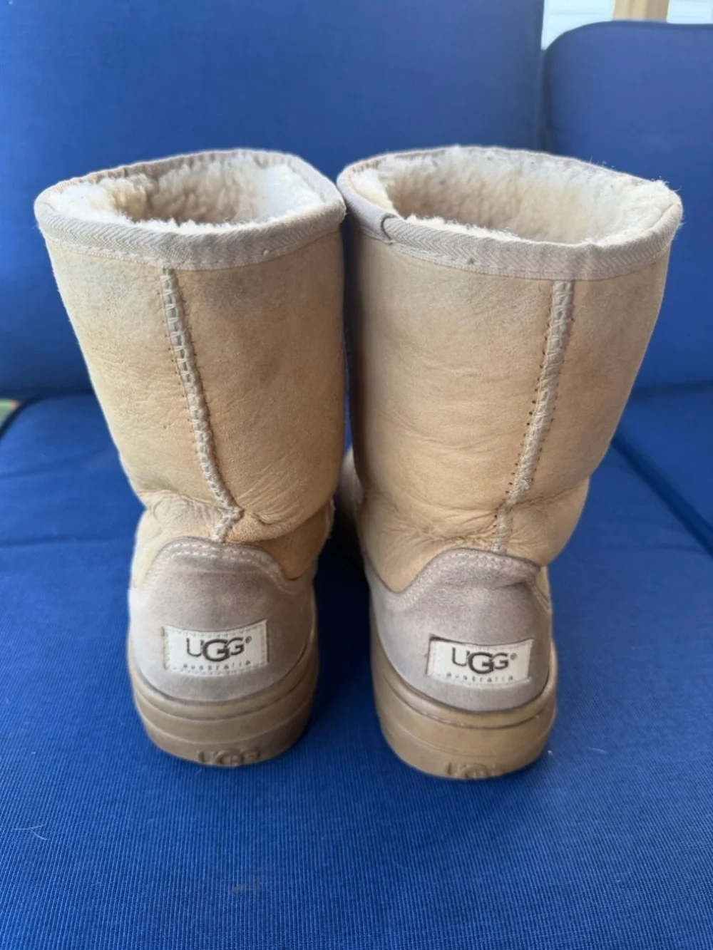 UGG Tan Shearling Cuffed Short Booties